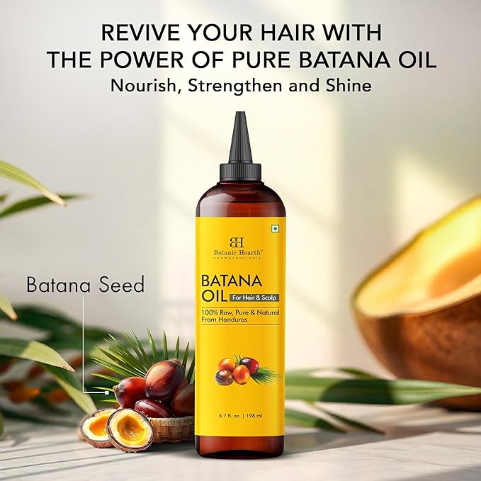 Botanic Hearth Hair Oil for Hair Growth | Strengthening Dry, Frizzy, Damaged Hair & Scalp Treatment | No Parabens or Harmful Sulfates | All Hair Types | Batana Hair Oil - 6.7 Fl Oz