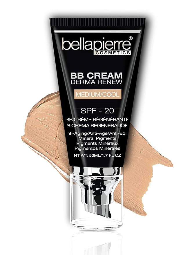 Bellapierre BB Cream SPF 20 – Mineral Sunscreen & Liquid Foundation, Lightweight Face Moisturizer with Buildable Coverage, Matte Finish, Non-Toxic, Paraben-Free, Cruelty-Free – 1.7 oz - Medium Cool