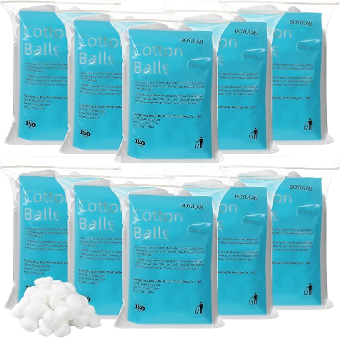 2000pcs Soft Cotton Balls Bulk Medium Cotton Ball for Absorbent Multipurpose Nail Polish Remover Makeup Remover for Facial Ears Crafting Cleaning Skin Applying Lotion Pet Care