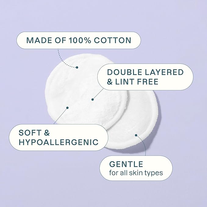 Cliganic Organic Cotton Rounds (300 Count) Makeup Remover Pads, Hypoallergenic, Lint-Free | 100% Pure Cotton (Packaging May Vary)