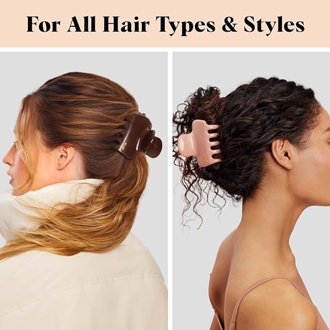 Kitsch Plastic Puffy Claw Clip for Women - 3.15 Inches Claw Clips for Full or Half Ponytail, Secure Hold for Thick Hair, Stylish Hair Accessories | Ideal Gifts for Women - Chocolate, 1pc