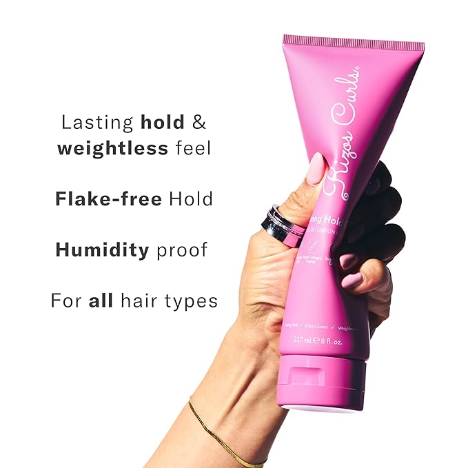 Rizos Curls Strong Hold Gel - Long-Lasting, Flake-Free Gel for Curly, Coily, and Wavy Hair, Frizz Control, Curl Definition & Shine, Vegan Collagen Peptides & Sugar Cane Extract, 8oz