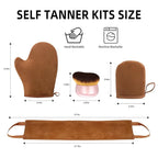 FUNAN Self Tanning Applicator Kit with Soft Mitt, Back Lotion Strap, and Ultra Soft Rose Gold Kabuki Brush, Brown, 3 Piece Set