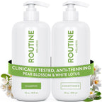Routine Wellness Anti-Thinning Volumizing Shampoo and Conditioner Set for Thinning Hair & Hair Loss - Grow Your Confidence with Biotin & DHT Blockers - Pear Blossom & White Lotus Set