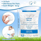 2000 Pcs Soft Cotton Ball Bulk Organic Medium Cotton Ball for Absorbent Multipurpose Pure Nail Polish Remover Makeup Removal First Aid Face Crafting Cleaning Skin Applying Lotion