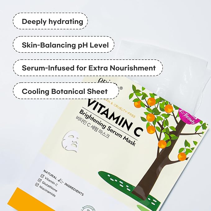 Epielle Vitamin C Serum Sheet Masks (5pk) | Korean Skincare | Facial Sheet Mask | Kbeauty, Spa Gifts for Women