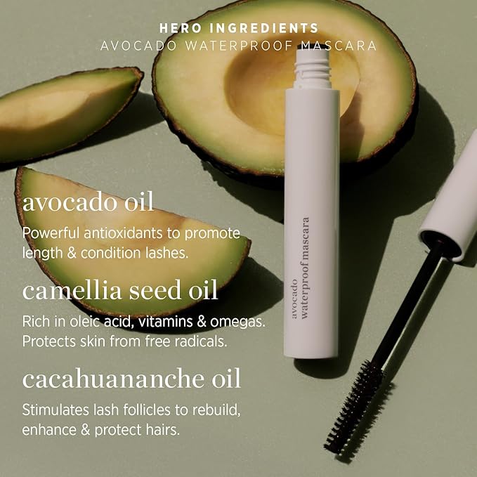 Ere Perez - Avocado Waterproof Mascara | Lengthen, Nourish, Enhance, Strengthen | Long-Lasting, Sensitive Eye Safe | Mamey + Camelia Oils | Vegan, Cruelty-Free, Clean Beauty (Black, 0.35 oz | 10 ml)