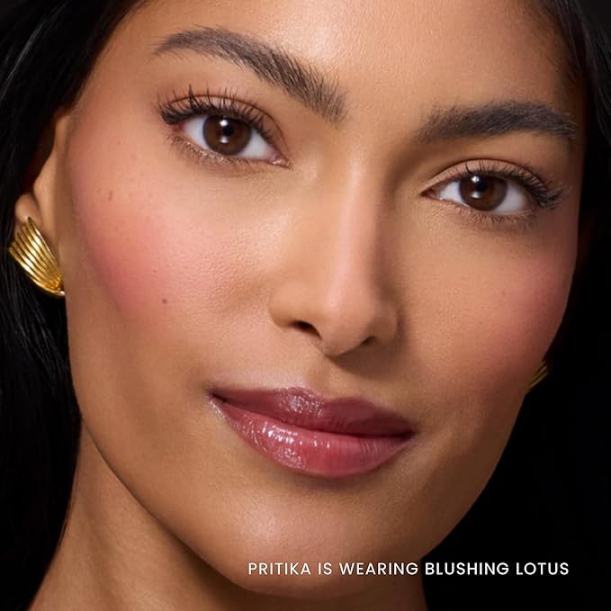 Prakti KhushiKiss Nourishing Lip Oil in Blushing Lotus, Hydrates & Plumps Lips, High-Shine Finish, with Hyaluronic Acid & Peptides, 0.17 oz