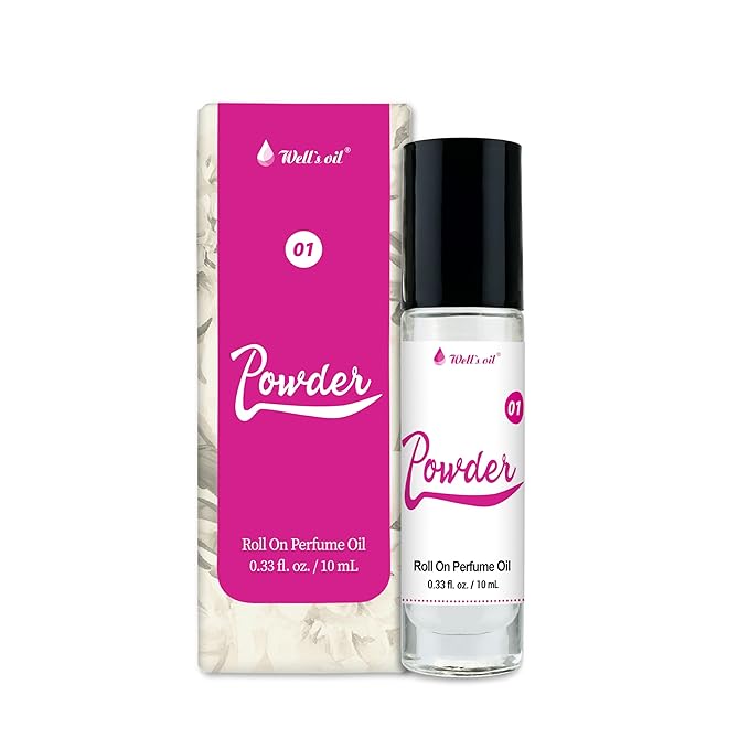 Well's Oil Roll-On Perfume Oil (Powder) | Long-Lasting | Paraben-Free | 0.33 Fl Oz / 10 ml