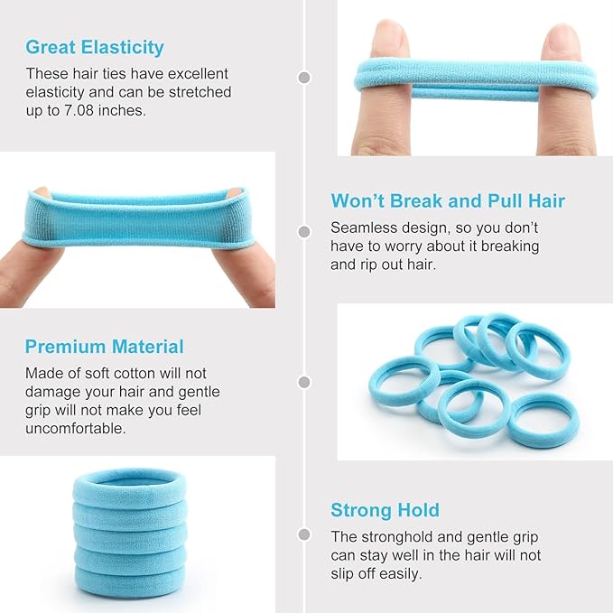 100 Pcs Thick Seamless Spring Hair Ties, Ponytail Holders Hair Accessories No Damage for Thick Hair Christmas Gift(Spring Colors)