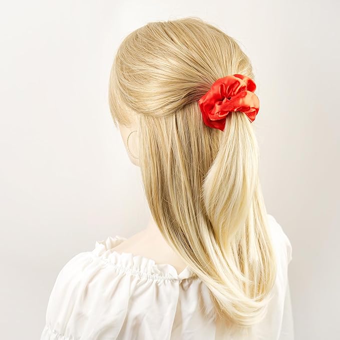 Satin Hair Scrunchies for Women - JGQUR 30 Pack Black White Pink Red Big Scrunchie for Girls Seamless Elastic Small Hair Ties Ponytail Holders Hair Accessories, Yoga, Sleep, Daily Use
