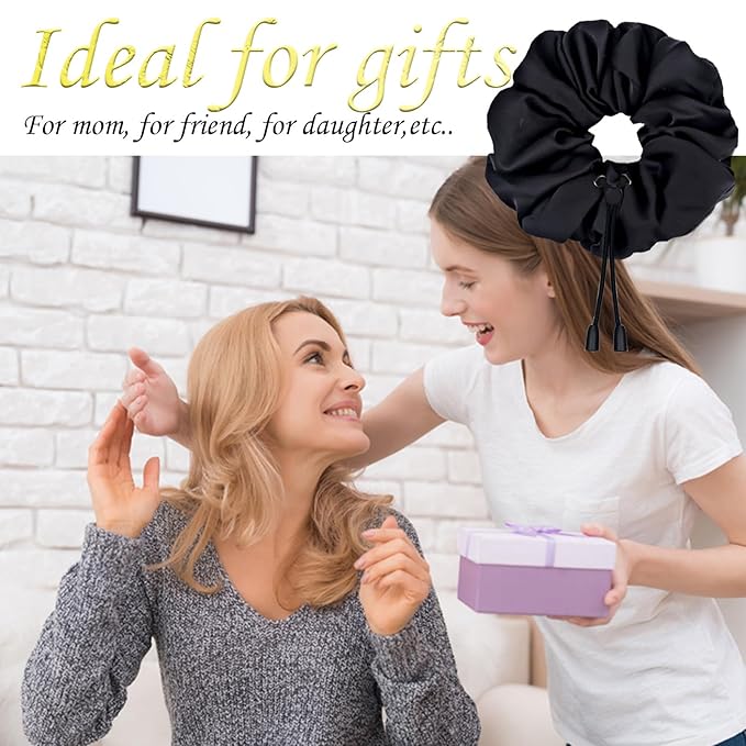 2 pcs Adjustable Afro Puff Hair Tie, Extra Large Satin Scrunchies, No Damage Durable Afro Puff Accessories, Oversize Hair Bands, Sleeping Giant Satin Scrunchies for Thick Curly Hair