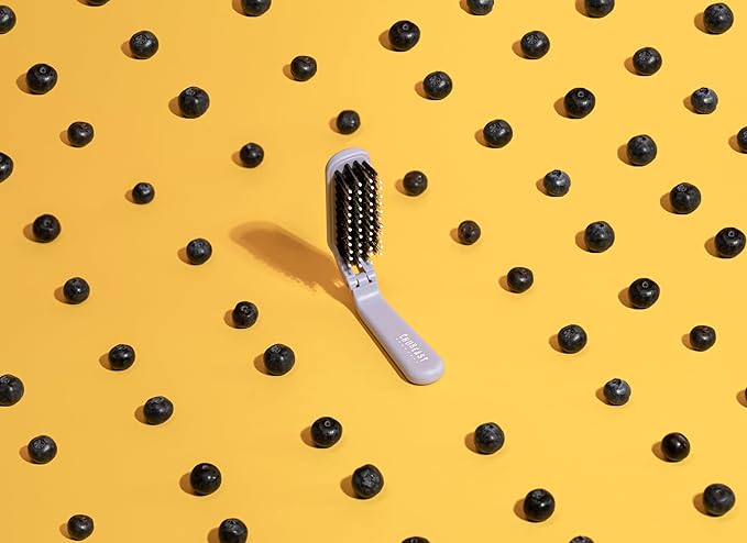 Uffy MiniPop Travel Hair Brush – Mini Folding Boar Bristles for Women, Men & Kids | Kid-Friendly Portable Purse Brush for Wet & Dry Hair, Curly or Straight | Pocket-Size Detangler – Lavender