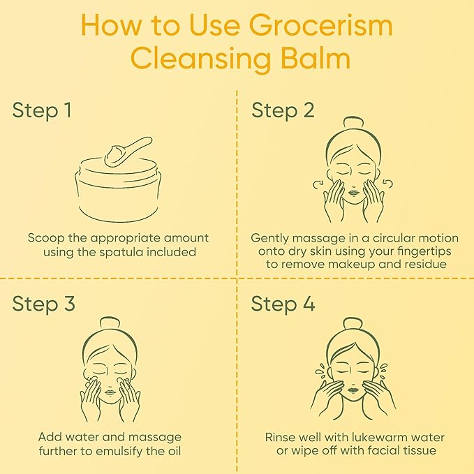 Grocerism Cleansing Balm Makeup Remover, Manuka Honey & Grass-Fed Tallow with Soothing Cica (Centella), Melts Waterproof Mascara & SPF, Non-Comedogenic for Sensitive Dry Skin & Eyes, 3.53 Oz