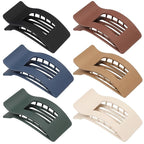 French Flat Hair Clips for Women 6pcs Hair Claw Clips for Thick or Thin Hair Matte Claw Clips for Girls Barrettes Non-Slip Strong Hold Hair Accessories for Women (Dark Colorful)