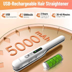 Cordless Hair Straightener, SUNMAY 2-in-1 Titanium Flat Iron Curler with Negative Ion, Dual NTC Temperature Control, 20s Fast Heat-Up, 3 Heat Settings, USB Rechargeable Portable Travel Straightener