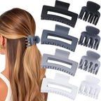 Medium Hair Clips for Women 8 Pcs Small Claw Clips for Thin and Thick Hair 2 Styles Hair Claw Clips Combination Rectangle Banana Jaw Hair Accessories for Women and Girls (Grey)
