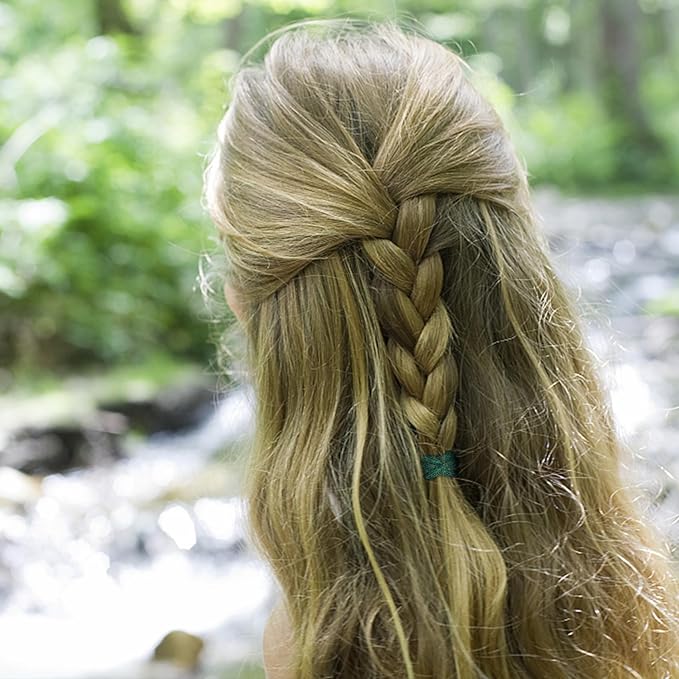 BAOLI 100PCS Seamless Hair Ties, Soft Ponytail Holders, Nylon Thick Hair Ties Bands, Large Hair Elastic Holder No Damage for Heavy Hair, 2 Inch in Diameter, 5 Colors with Gold Thread