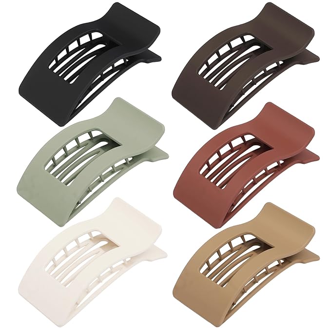French Flat Hair Clips for Women 6pcs Hair Claw Clips for Thick or Thin Hair Matte Claw Clips for Girls Barrettes Non-Slip Strong Hold Hair Accessories for Women (Basic)