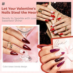 modelones Nail Polish Set 6 Colors, Dark Red New Year Cat Eye Burgundy Glitter Quick Dry Mini Nail Lacquer Kit Magnetic Maroon Purple Cherry DIY Home Nail Art Manicure Gifts for Women Girls