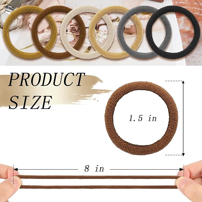 Nylon Hair Ties - No Damage,Strong Soft Cotton Hair Bands Accessories for Thick Hair 100PCS Ponytail Holders for Women Girls