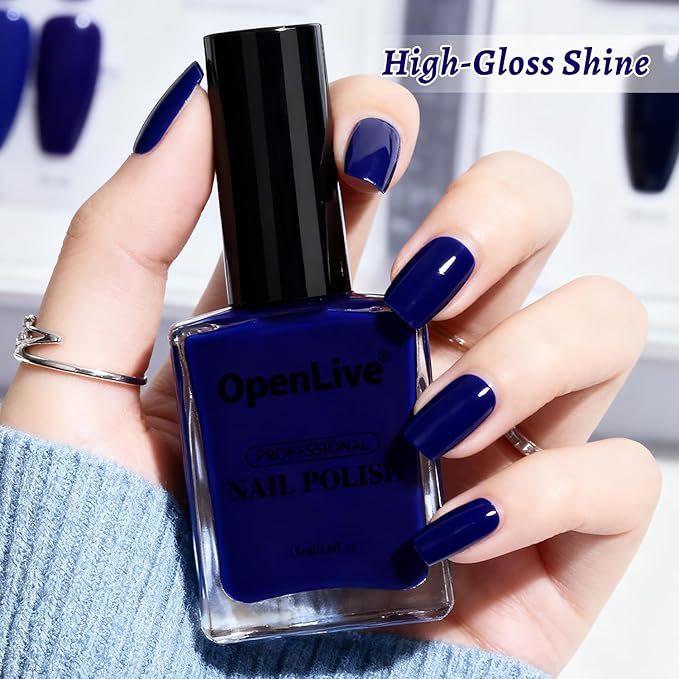 18ml Blue Nail Polish Large Volume Quick Dry Dark Blue Nail Polish, Long Lasting Shine, Fingernail Toenail Nail Art DIY Home Travel Nail Art Gift