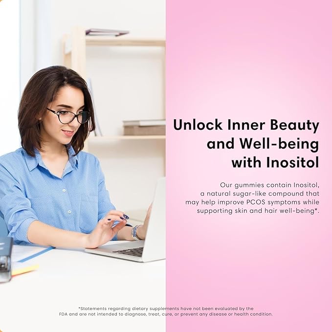 FLEUR Bloom & Glow Hair Skin and Nails Gummies, Hair Growth Supplement with Biotin & Inositol, Antioxidant Rich Vitamin A, C & E for Skin and Nail Repair, Sugar-Free, 60 Vegan Gummies