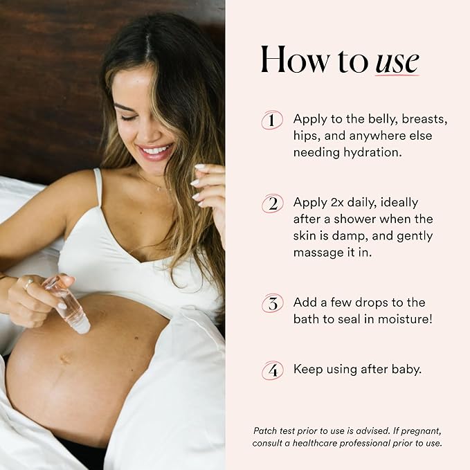 HATCH Belly Oil, Pregnancy & Postpartum Skincare for Stretch Marks, Quick-Drying for Full Body & Soothes Irritation, Plus Vegan, Clean & Plant-Based, 1 Fl Oz