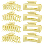 TOCESS Hair Claw Clips for Women - Large 8PK Neutral Matte Jumbo Square Hair Clips for Thick, Thin, Long, Short, Curly Hair Girls, Big Jaw Clip Set for Daily Use (Lemon Yellow)