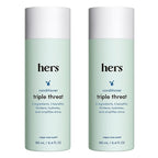 hers triple threat hydrating conditioner for damaged hair, leaves hair looking shiny and strong, color sage formula with an amino acid blend, argan, coconut, sunflower seed oil, 2 pack, 6.4oz