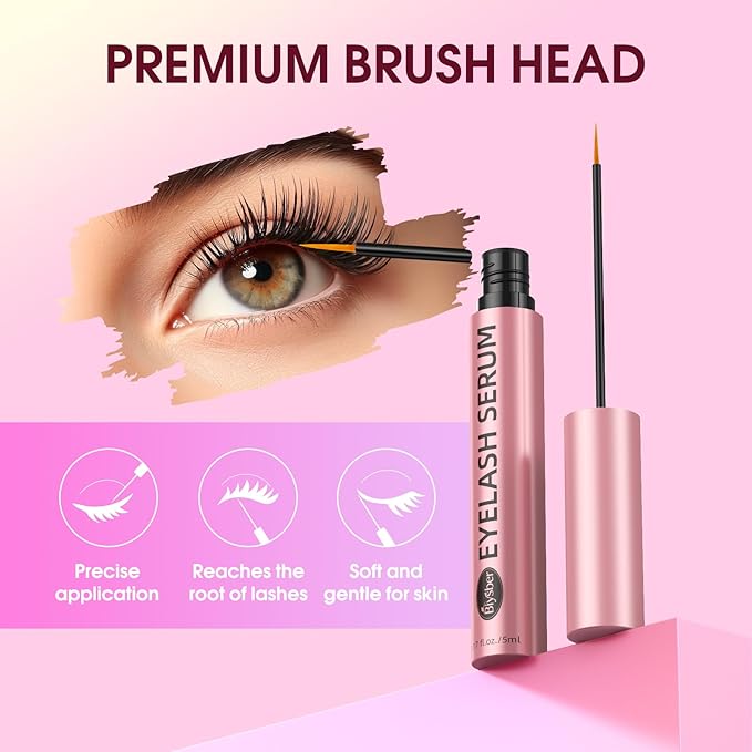 Lash Serum for Eyelash Growth: Premium Eyelash Growth Serum with Advanced Formula to Boost Longer Fuller and Thicker Lashes and Eyebrows - Gentle & Vegan for Sensitive Eyes (5 mL)