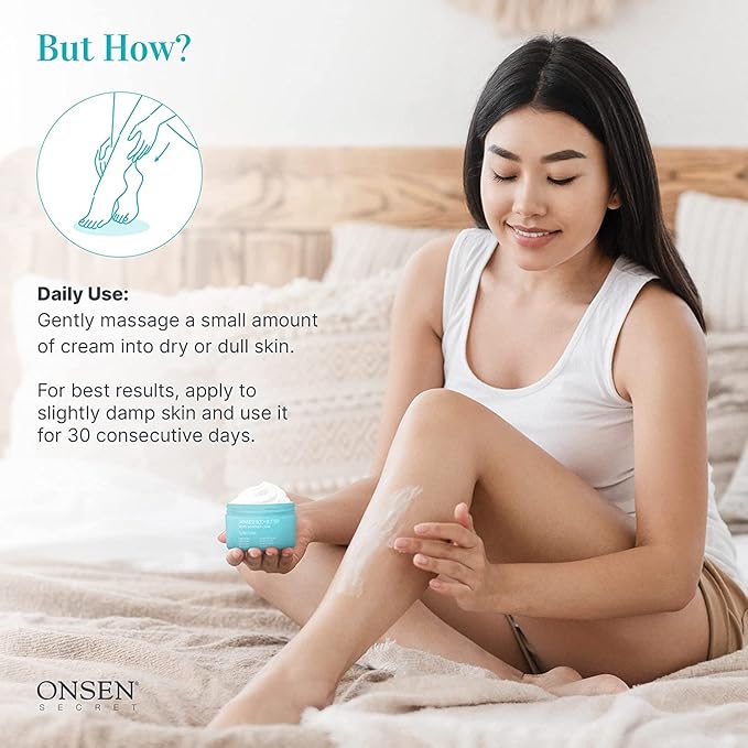 Onsen Japanese Body Butter for Women - Skin Refinery Cream Natural and Organic Shea Butter Moisturizing Clear Skin Exfoliator with Coconut Oil and Vitamin E - 8.6 fl oz / 255 ml (Ylang Ylang)