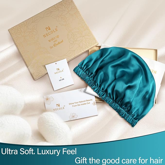 Silk Bonnet for Women 100% Mulberry Silk Sleep Cap 22 Momme Double Layer Hair Wrap for Curly Short Long Hair