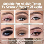 evpct 6 Colors Travel Eye Shadow Palette Makeup, Rose Coffee White Bright Nude Pink Black Brown Sparkly Shimmer Glitter Matte High Pigment Mini Eyeshadow Palette for Older Women, Built in Mirror