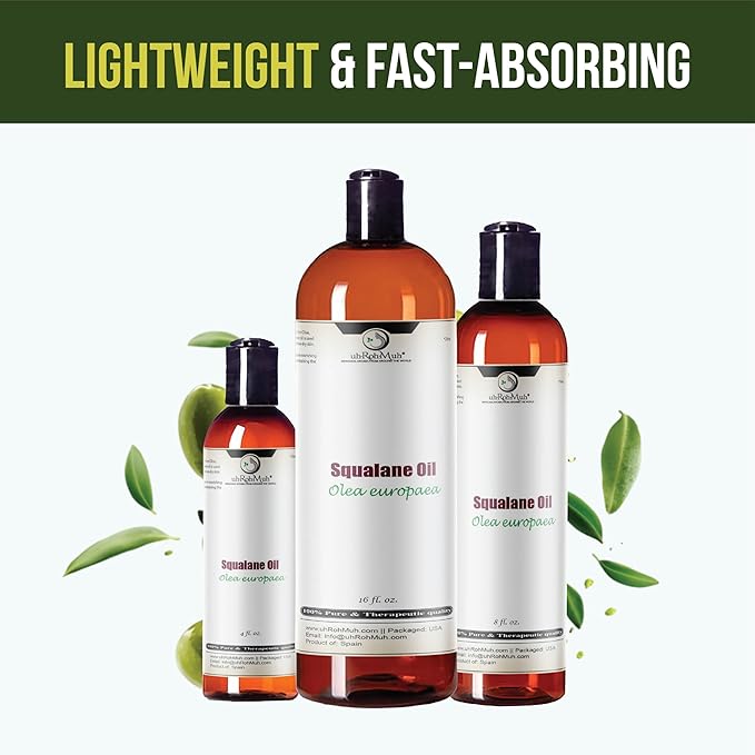 100% Pure Squalane Oil from Olives – Lightweight, Non-Greasy Moisturizer for Skin & Hair | Deep Hydration, Fast-Absorbing & Non-Comedogenic | Natural Skin Care & Hair Oil | Spain | 16 Fl Oz