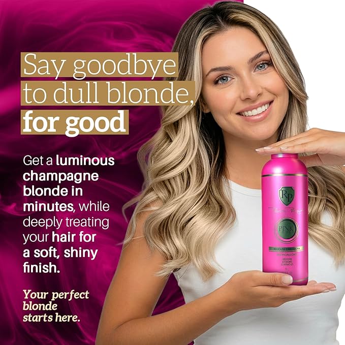 Robson Peluquero Pink Hair Gloss Toner for Blonde Hair, Champagne Blonde | Neutralize, Correct, Enhance Color & Hydrates | No Yellow Orange & Red Tones for Brassy Hair, Bleached, Highlights - 34 Fl.oz