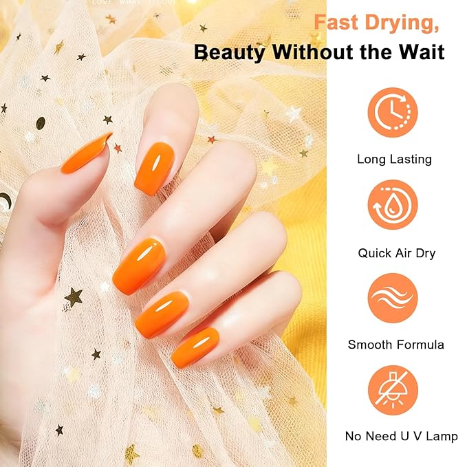 16.5ml Orange Nail Polish Large Volume Quick Drying Nail Polish, Fast Drying and Long Lasting Color Nail Art DIY Home Manicure Gift for Women
