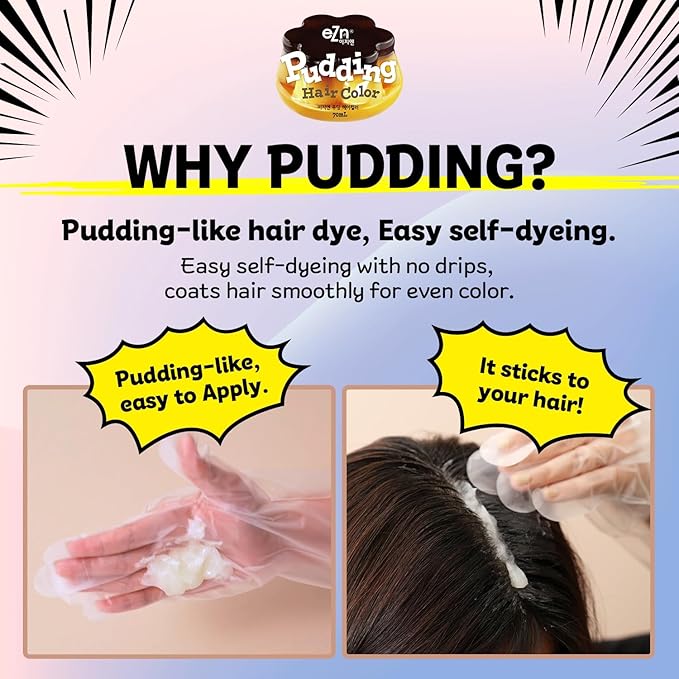 eZn Pudding Hair Dye, Ammonia-Free, Semi-Permanent DIY Korean Hair Dye Color with Keratin, Odorless Gentle for Sensitive Skin No Skin Irritation (Ash Beige Gray)