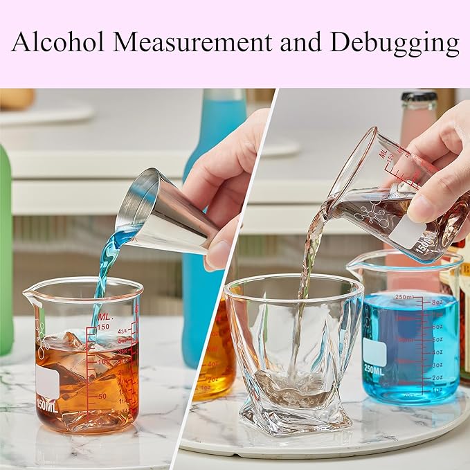 3 Piece High Borosilicate Glasss Liquid Measuring Cups, Includes 150ml(5OZ),250ml(8OZ),and 500ml(16OZ), Dishwasher, Freezer, Microwave, and Preheated Oven Safe, Essential Kitchen Tools