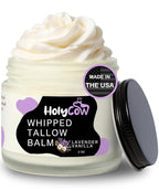 HolyCow Beef Tallow For Skin - Whipped Tallow Balm with Organic Jojoba Oil, Grass Fed Beef Tallow Face Moisturizer for Eczema, Baby, Lip Balm - Lotion For Extremely Dry Skin (Lavender Vanilla)