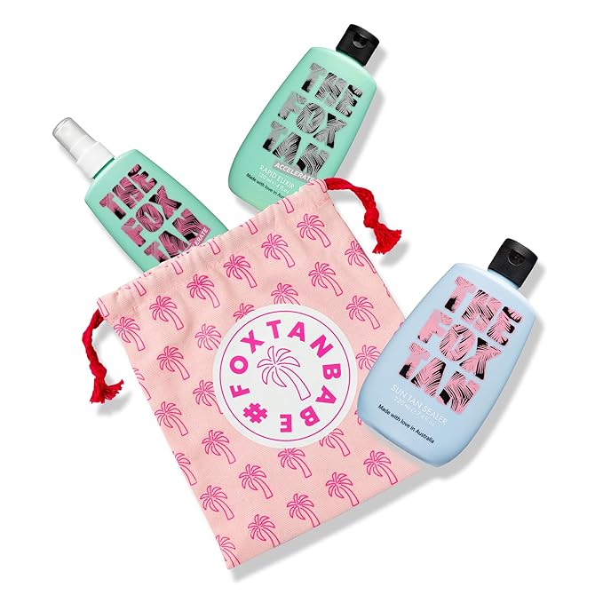 The Fox Tan Triple Threat Bundle, Hydrating Natural Tanning Accelerators For Deeper & Darker Tans, Vegan & Cruelty Free, 120mL x2 + 220 mL (3 Pieces)
