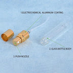 20Pcs 5ml Empty Clear Glass Mist Spray Bottle Refillable Mini Perfume Atomizer Travel Sample Bottle with Golden Aluminized Nozzle Makeup Container for Perfume (5ml Gold Caps)