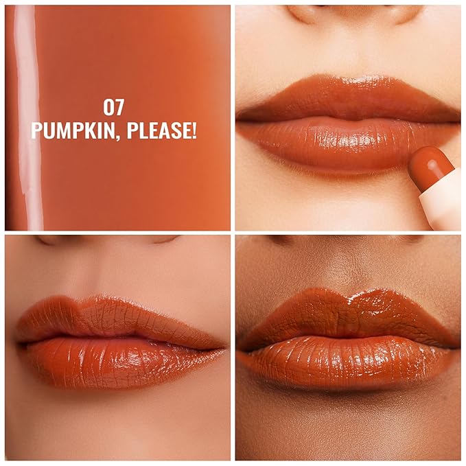 Oulac Orange Lipstick - Moisturizing Lipstick Tinted Lip Balm for Dry Lips, Rust Red Lip Crayon & Blush - Lip Colour and Cheeks Makeup | 2.48g, Pumpkin Please! (07)