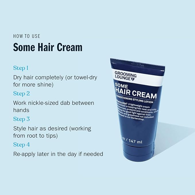 Grooming Lounge Some Hair Cream - Sculpting, Low Shine, Flexible Styling Cream for Men - Moisturizing, Conditioning, and Texturizing with Firm, Strong Hold - Paraben and Sulfate Free Formula - 5 oz