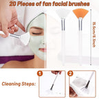 20 Pieces Fan Brushes Facial Applicator Brush Soft Makeup Mask Acid Applicator Brush Esthetician Cosmetic Brush for Mud Cream, Makeup Peel (White and Yellow)