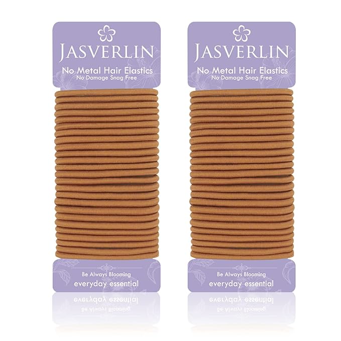 Small Hair Scrunchies Pony Tails Hair Ties Hair Elastics Bands for Women’s Girl’s Thin Thick Longhair No Metal No Damage 1/8 Inch 50 Pieces (Ginger)