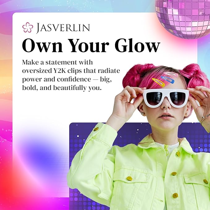 48 Pcs Snap Hair Clips 2 Inch, Y2k Cute Metal Hair Barrettes Non Slip, Colorful Hairclips for Women Girls Kids Fine Hair Styling Accessories (Neon Pop)