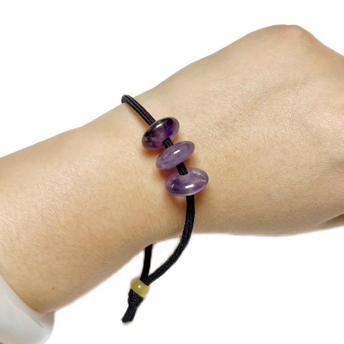 Elastic Hair Tie for Women Real Gemstone beads Ponytail Holders Hair Accessories hair elastic tie for Women Men (Lepidolite)