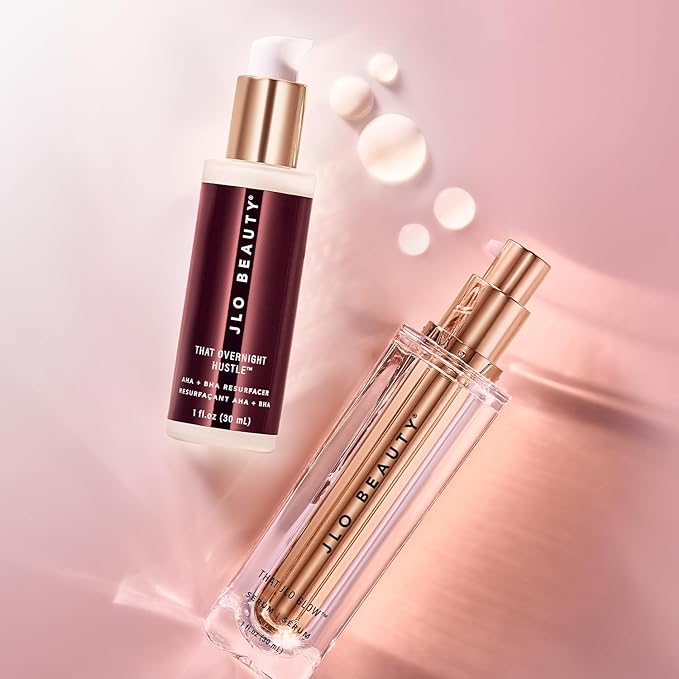 JLO BEAUTY Face Serum Set for Day & Night, Firming, Hydrating & Exfoliating Skincare with AHA, BHA & Hyaluronic Acid, Anti Aging Facial Serum, Skin Care Gift Set for Women, Travel Size, 1 Fl Oz Each