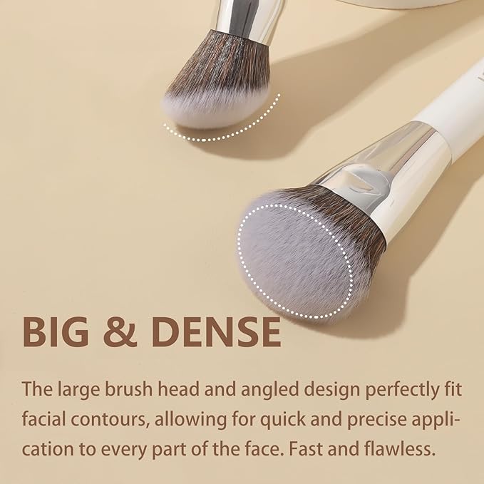 201 Angled Foundation Brush for Flawless Makeup Application Professional Liquid, Cream Powder Foundation Brush with Dense Bristles - Contoured for Precise Blending and Buffing